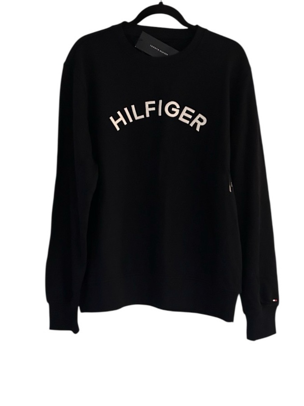 Tommy Hilfiger Men’s Arched Logo Sweatshirt Black Size Large NEW With Tags